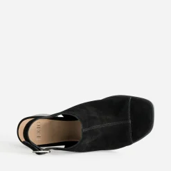Sandale TEXTO noire cuir velours open-toe