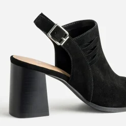 Sandale TEXTO noire cuir velours open-toe