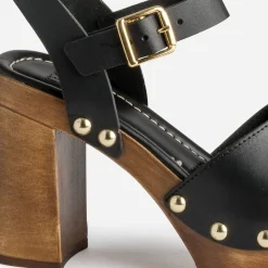 Sandale TEXTO noire en cuir à plateforme