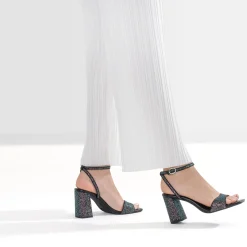 Sandale TEXTO noire paillettes iridescentes