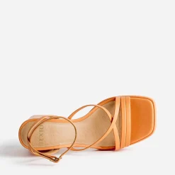 Sandale TEXTO orange à talon flare