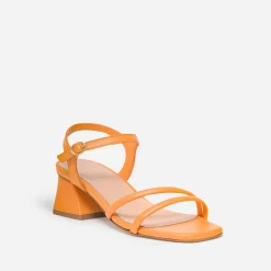 Sandale TEXTO orange éco-conçue en cuir