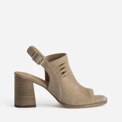 Sandale TEXTO taupe cuir velours open-toe