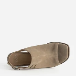 Sandale TEXTO taupe cuir velours open-toe