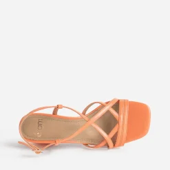 Sandales à talon orange