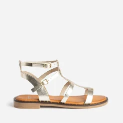 Sandale-spartiate camel cuir