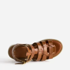 Sandale-spartiate TEXTO cognac en cuir