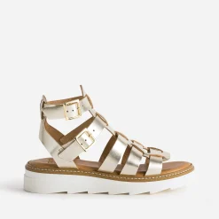 Sandale-spartiate TEXTO dorée en cuir