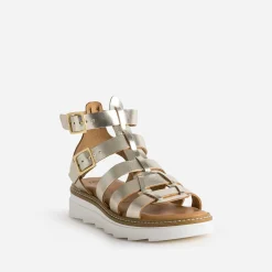 Sandale-spartiate TEXTO dorée en cuir