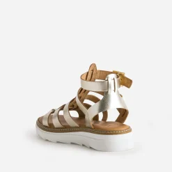 Sandale-spartiate TEXTO dorée en cuir