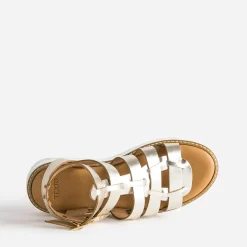 Sandale-spartiate TEXTO dorée en cuir