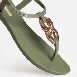 Sandale-tong IPANEMA kaki détail bijou