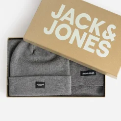 Set bonnet et écharpe JACK&JONES gris tricot