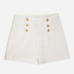 Short à pont TEXTO en jean blanc