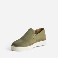 Slip-on kaki éco-conçu en cuir velours