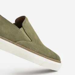 Slip-on kaki éco-conçu en cuir velours