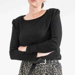 Tee-shirt TEXTO noir à épaulettes