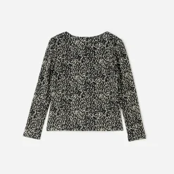 Tee-shirt TEXTO noir imprimé animalier à épaulettes