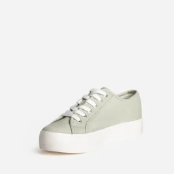 Tennis à plateforme TEXTO vert amande en toile