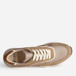 Tennis beige cuir bi-matière