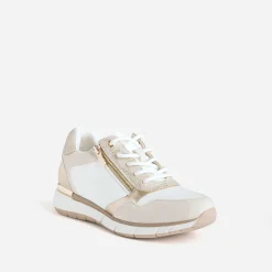 Tennis beige et écrue bi-matière