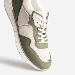 Tennis beige et kaki détails dorés semelle amovible