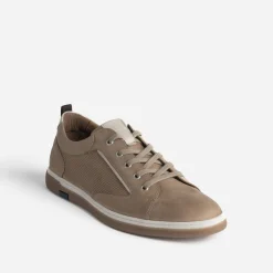 Tennis beige foncé en cuir