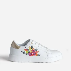 Tennis blanche brodée fleurs