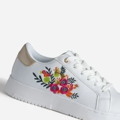 Tennis blanche brodée fleurs