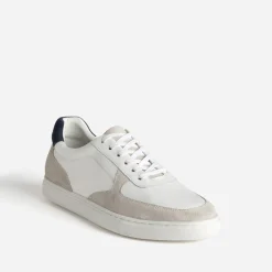 Tennis blanche cuir, grise, marine