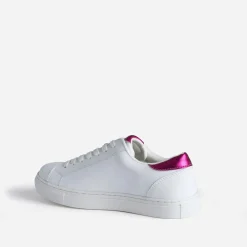 Tennis blanche détails fuchsia métallisé