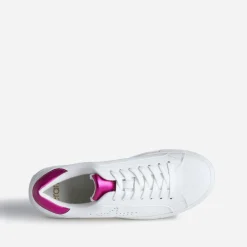 Tennis blanche détails fuchsia métallisé