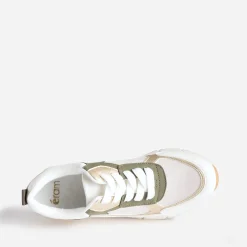 Tennis blanche, kaki, beige et or semelle amovible
