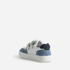 Tennis BUGGY blanc, bleu, vert cuir