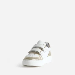 Tennis BUGGY blanche, dorée, motif léopard