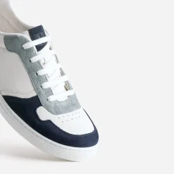 Tennis BUGGY blanche, marine et bleu grisé