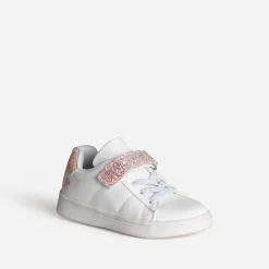 Tennis BUGGY blanche paillettes et broderie roses