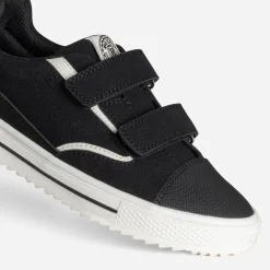 Tennis BUGGY noire toile détails blancs à scratchs