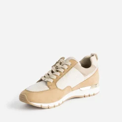 Tennis CAPRICE camel et textile pailleté