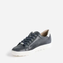 Tennis CAPRICE marine en cuir fantaisie