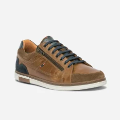 Tennis cognac en cuir