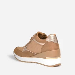 Tennis compensée camel détails dorés