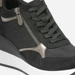 Tennis compensée noire détails bronze