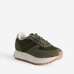 Tennis Dad shoes kaki semelle crantée