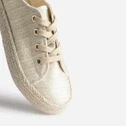 Tennis dorée en toile brodée