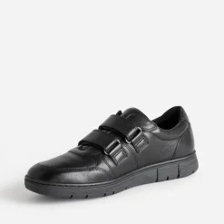 Tennis FRANCE ARNO noire en cuir à scratchs