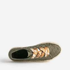 Tennis kaki en toile brodée dentelle éco-conçue