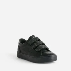 Tennis KAPORAL noire à scratchs pailletés noirs