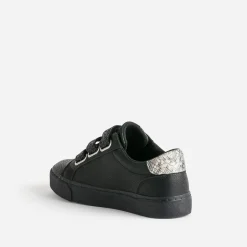 Tennis KAPORAL noire à scratchs pailletés noirs