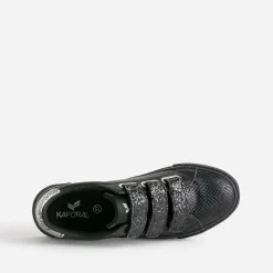 Tennis KAPORAL noire à scratchs pailletés noirs